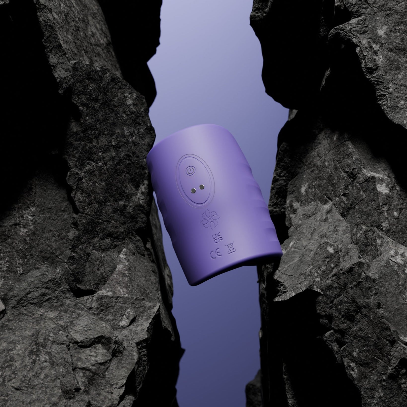 Velvet Rituals Eon app-enabled male massager with ergonomic design and soft silicone finish, presented as a premium everyday wellness device