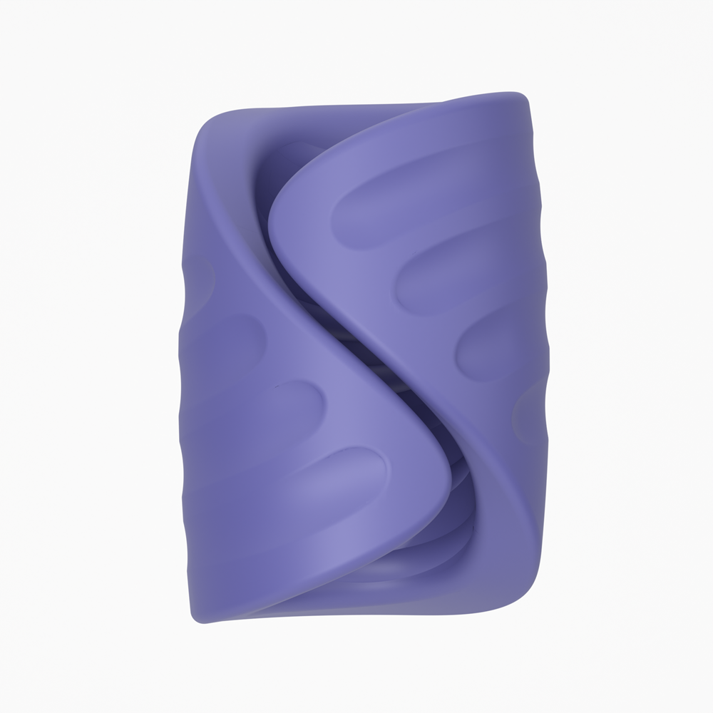 Velvet Rituals Eon textured silicone massager shown on white background, featuring flexible ergonomic design and sculpted inner surface