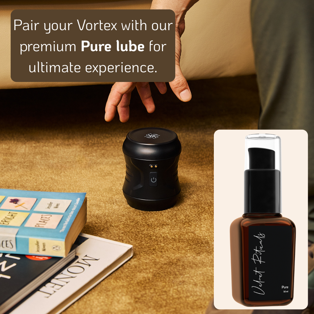 Velvet Rituals Vortex performance trainer paired with Pure lube for a smoother, enhanced training experience