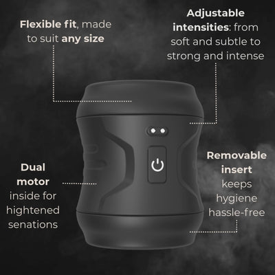 male masturbator with dual motor and adjustable intensities