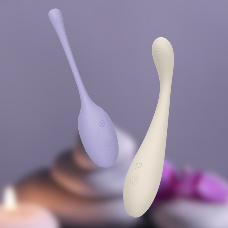 Velvet Rituals Celeste and Pearl devices shown together as a complementary bundle, highlighting sleek designs and versatile stimulation options