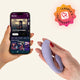 Velvet Rituals Eclipse couples massager with Velvet Vibes app showing immersive audio stories section - couples favourite app-connected wearable massager.