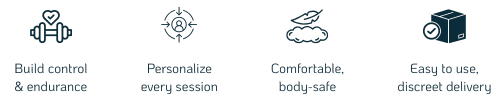 Velvet Rituals product values: build control and stamina, personalized to your pace, comfortable body-safe, discreet packaging 